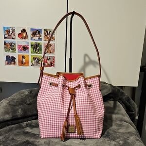 Dooney & Bourke Pink and Brown Gingham Shoulder Bag